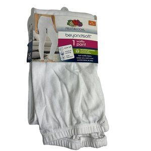 Fruit Of The Loom Womens Beyond Soft Waffle Pant Size Medium 8-10 White Thermal